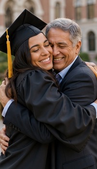 A warm lifestyle photograph representing graduation