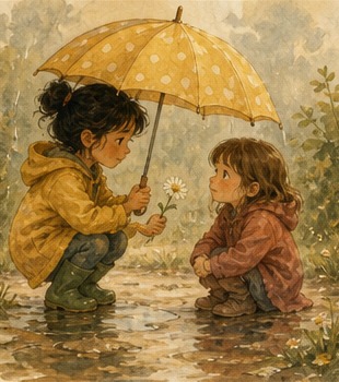A small painterly illustration representing kindness